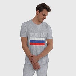 Пижама хлопковая мужская Russia - Россия, цвет: меланж — фото 2