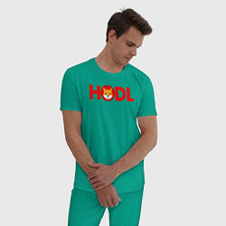 Пижама хлопковая мужская HODL Shiba, цвет: зеленый — фото 2