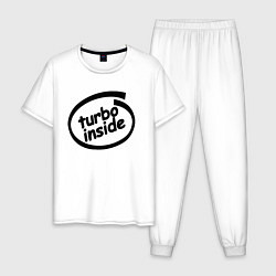 Пижама хлопковая мужская Turbo inside JDM Japan, цвет: белый