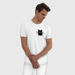 Пижама хлопковая мужская Кот в кармане у меня, цвет: белый — фото 2