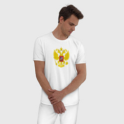 Пижама хлопковая мужская Герб россии, цвет: белый — фото 2