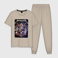 Пижама хлопковая мужская Metallica Playbill Art skull, цвет: миндальный