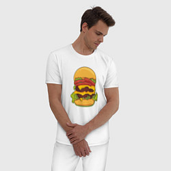 Пижама хлопковая мужская Самый вкусный гамбургер, цвет: белый — фото 2