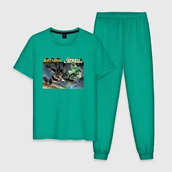 Пижама хлопковая мужская Бэтмен и Зеленый Фонарь New 52, цвет: зеленый