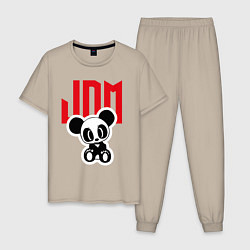 Пижама хлопковая мужская JDM Panda Japan, цвет: миндальный