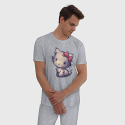 Пижама хлопковая мужская Кыська, цвет: меланж — фото 2