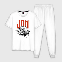 Пижама хлопковая мужская JDM Japan Snail Turbo, цвет: белый