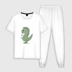 Мужская пижама Милый зеленый динозаврик