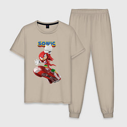 Пижама хлопковая мужская Knuckles Echidna Sonic Video game Ехидна Наклз Вид, цвет: миндальный