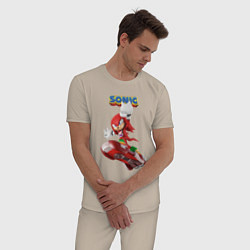 Пижама хлопковая мужская Knuckles Echidna Sonic Video game Ехидна Наклз Вид, цвет: миндальный — фото 2
