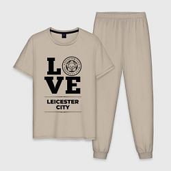 Пижама хлопковая мужская Leicester City Love Классика, цвет: миндальный