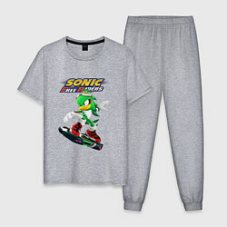 Пижама хлопковая мужская Jet-the-hawk Sonic Free Riders Реактивный ястреб С, цвет: меланж