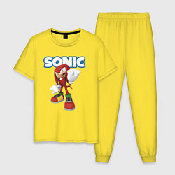Пижама хлопковая мужская Knuckles Echidna Sonic Video game Ехидна Наклз Вид, цвет: желтый