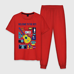 Пижама хлопковая мужская Добро пожаловать в 90-е!, цвет: красный