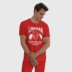 Пижама хлопковая мужская Лайнмен, цвет: красный — фото 2