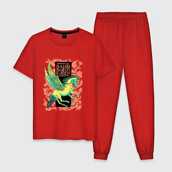 Пижама хлопковая мужская Мифический Пегас Mythical Pegasus, цвет: красный