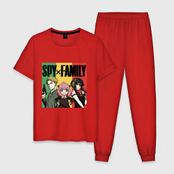 Пижама хлопковая мужская Семья шпиона на цветном фоне Spy x Family, цвет: красный