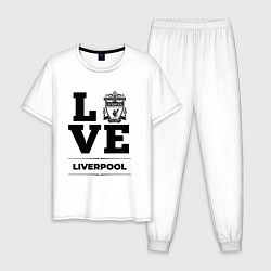 Пижама хлопковая мужская Liverpool Love Классика, цвет: белый