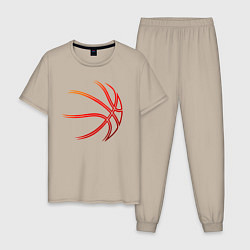 Пижама хлопковая мужская Баскетбольный мяч оранж, цвет: миндальный