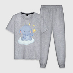 Мужская пижама Милый Слонёнок На Облаке Со Звездой