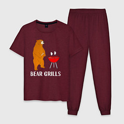 Пижама хлопковая мужская Bear Grills Беар Гриллс, цвет: меланж-бордовый