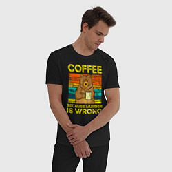 Пижама хлопковая мужская Кофе, потому что убийство это неправильно, цвет: черный — фото 2
