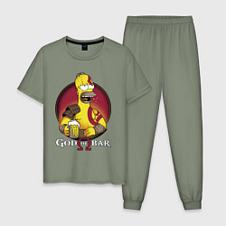 Пижама хлопковая мужская Homer god of bar, цвет: авокадо