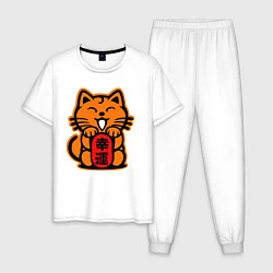 Пижама хлопковая мужская JDM Cat, цвет: белый