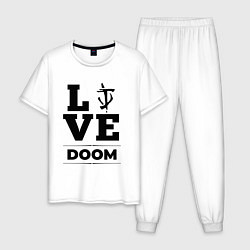 Пижама хлопковая мужская Doom Love Classic, цвет: белый