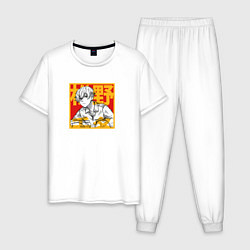 Пижама хлопковая мужская Чифую Мацуно art, цвет: белый
