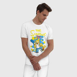 Пижама хлопковая мужская The SimpsonsСемейка Симпсонов, цвет: белый — фото 2