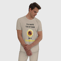 Пижама хлопковая мужская Be a Sunflower, цвет: миндальный — фото 2