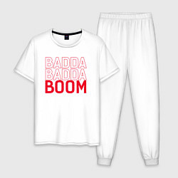 Пижама хлопковая мужская Badda Badda Boom, цвет: белый