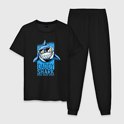 Пижама хлопковая мужская Папочка акула, цвет: черный