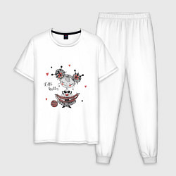 Пижама хлопковая мужская THE LITTLE KNITTER, цвет: белый