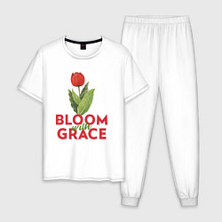 Пижама хлопковая мужская Цвети с достоинством, цвет: белый