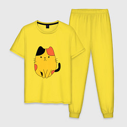 Пижама хлопковая мужская CUTE LONELY CAT, цвет: желтый