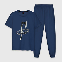 Пижама хлопковая мужская Боевой топор и колючий венок, цвет: тёмно-синий
