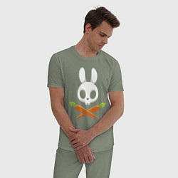 Пижама хлопковая мужская Череп кролика с двумя морковками, цвет: авокадо — фото 2