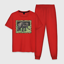 Пижама хлопковая мужская Olifant Met Fles Слон, цвет: красный
