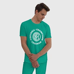 Пижама хлопковая мужская Символ Inter и надпись Football Legends and Champi, цвет: зеленый — фото 2