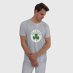 Пижама хлопковая мужская Бостон Селтикс NBA, цвет: меланж — фото 2