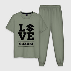 Пижама хлопковая мужская Suzuki Love Classic, цвет: авокадо
