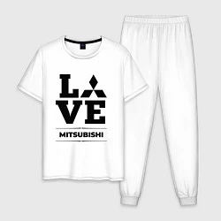 Пижама хлопковая мужская Mitsubishi Love Classic, цвет: белый