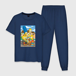 Пижама хлопковая мужская Любимые Симпсоны, цвет: тёмно-синий