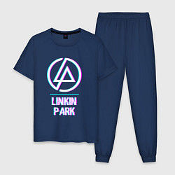 Пижама хлопковая мужская Linkin Park Glitch Rock, цвет: тёмно-синий