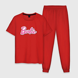Пижама хлопковая мужская Barbie logo, цвет: красный