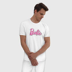 Пижама хлопковая мужская Barbie logo, цвет: белый — фото 2