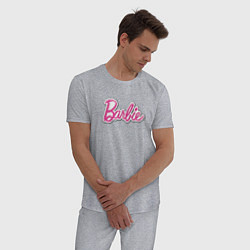 Пижама хлопковая мужская Barbie logo, цвет: меланж — фото 2