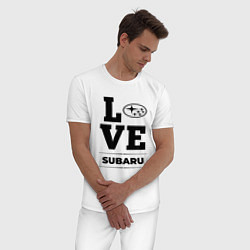 Пижама хлопковая мужская Subaru Love Classic, цвет: белый — фото 2